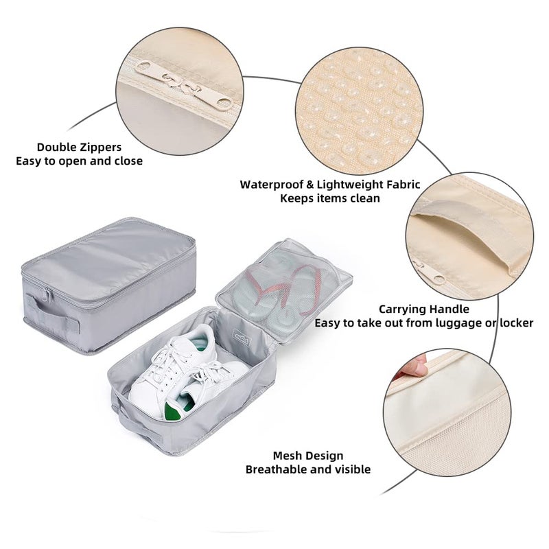 JJ POWER Travel Shoe Bags, Foldable Waterproof Shoe Pouches Organizer-Double Layer (6 Grey Shoe Bags) - Image 3